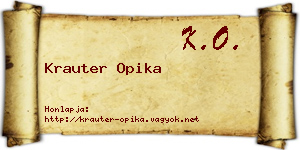 Krauter Opika névjegykártya